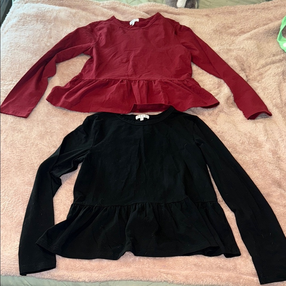 Stylish Kids Peplum Tops - Red and Black